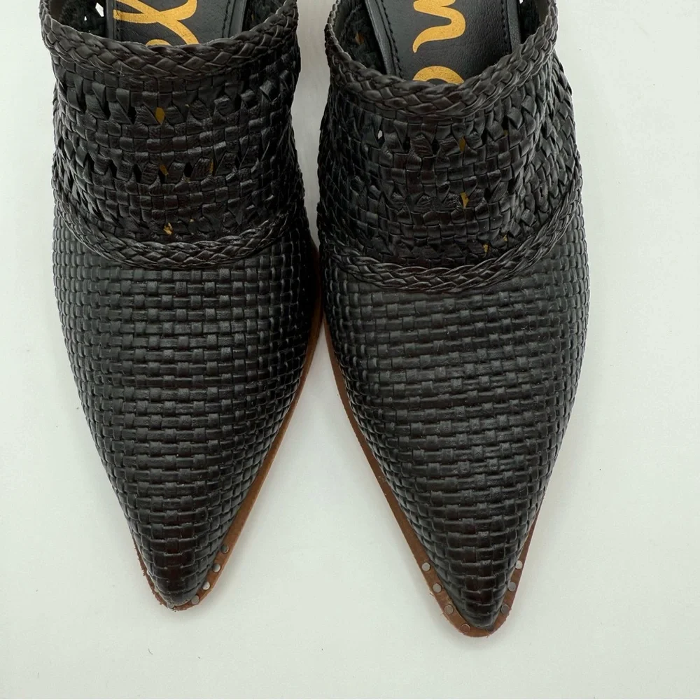 Sam Edelman Lilliana Black Woven Pointed Toe Mules Heels Size 8 Elegant - Picture 10 of 16